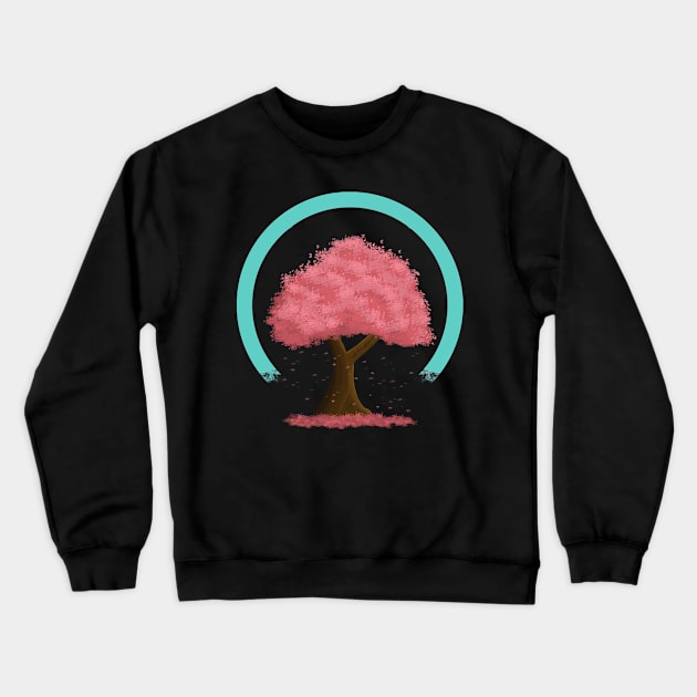 Simple Cherry Blossom Tree With Falling Leaves Version 3 Crewneck Sweatshirt by DotNeko